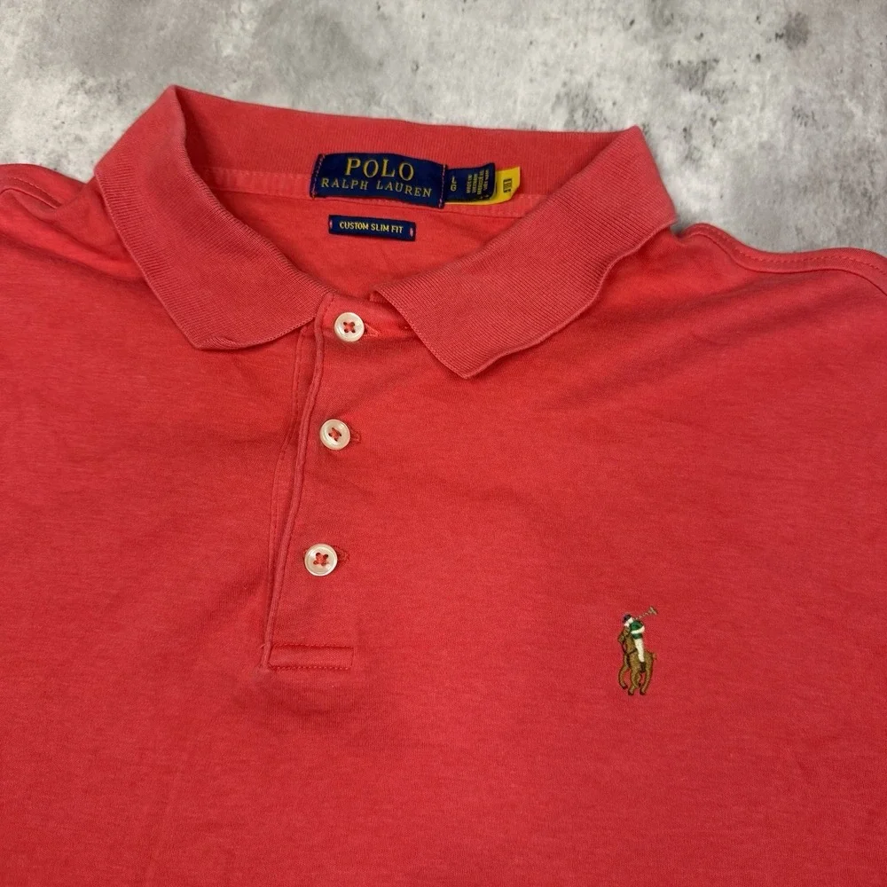 Polo By Ralph Lauren Pima Soft Touch Polo Custom Slim Fit Flesh Pony Men's Large